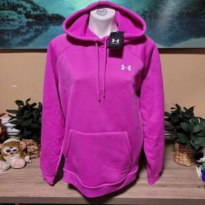 Under Armour Womens Armour Fleece Hoodie hot Pink Loose Pullover Lg nwt barbie